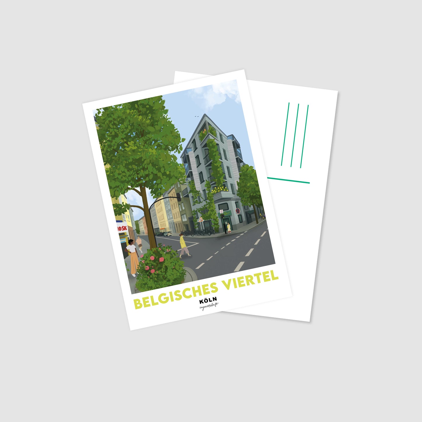 Postkarte Belgisches Viertel Bismarkstrasse