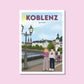 Handgezeichnetes Heimatposter Koblenz