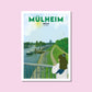 Handgezeichnetes Heimatposter Mülheim Rheinaue Köln