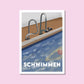 Handgezeichnetes Leidenschaftsposter Schwimmen