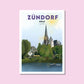 Handgezeichnetes Heimatposter Zündorf Köln